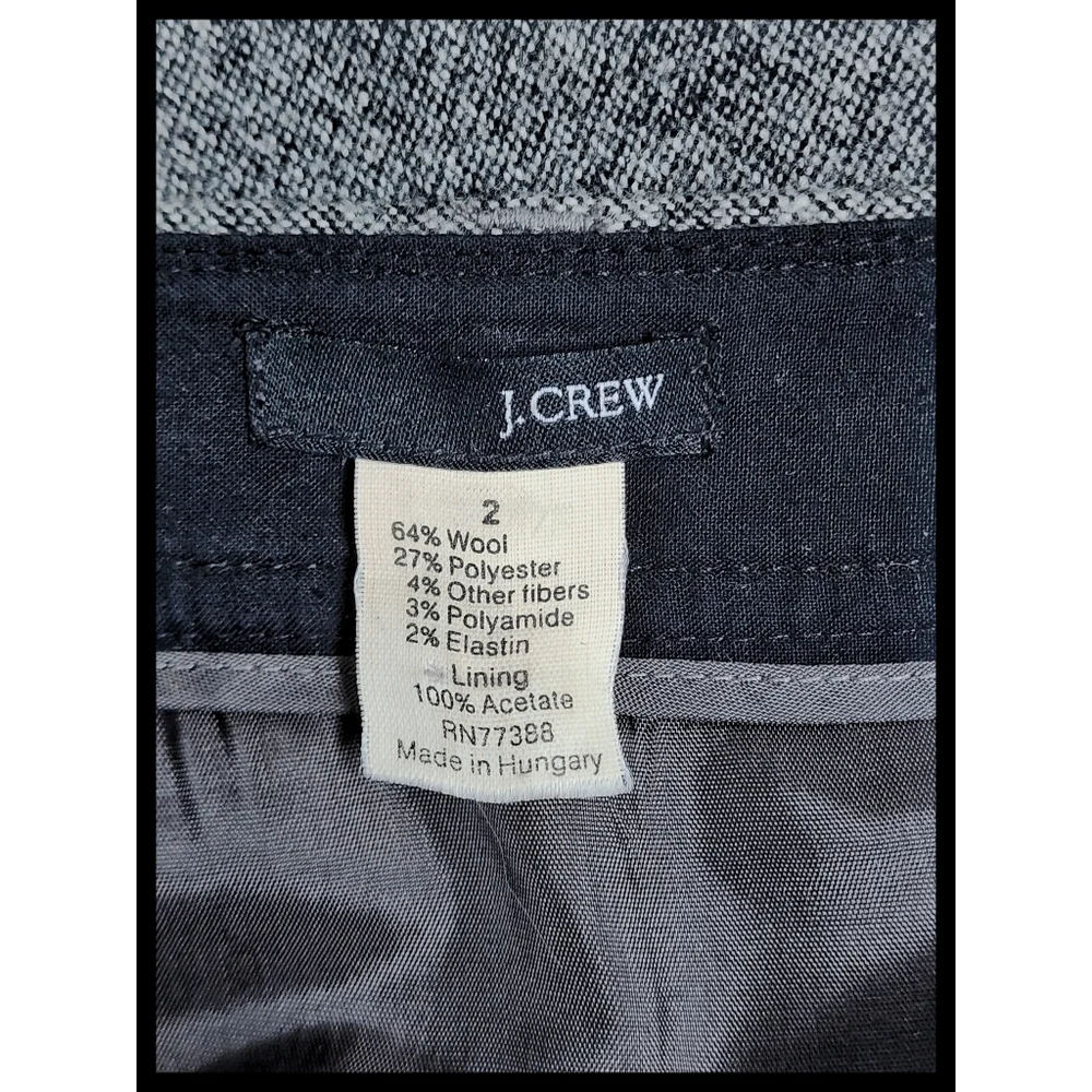 J Crew Vintage Wool Blend Lined Tweed A-line Skirt Velour Tie Belt Gray Size 2